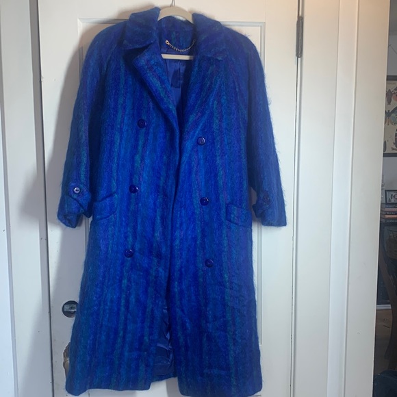 Vintage 80s Paul Levy Fuzzy Mohair Peacoat large - Picture 2 of 5